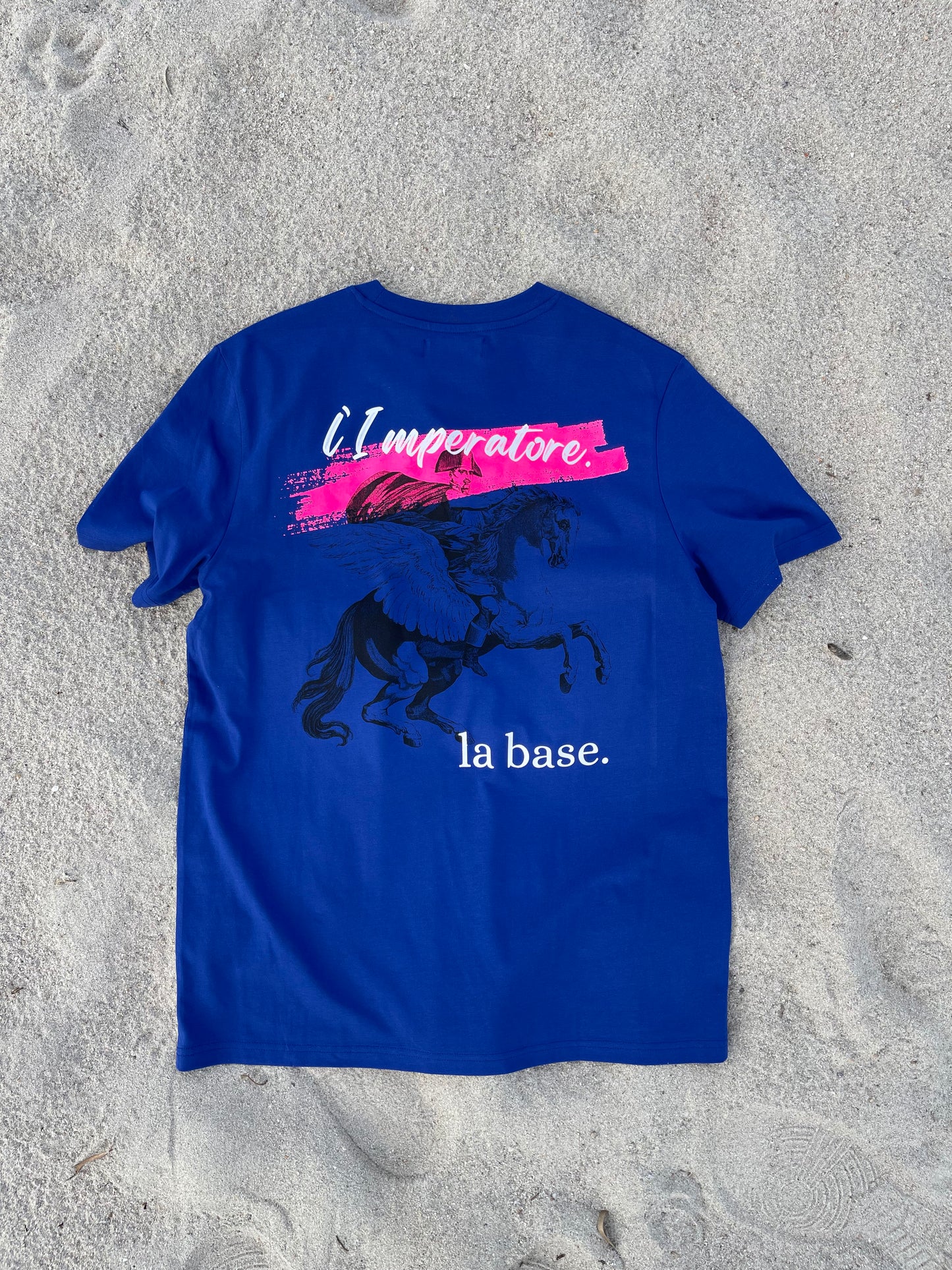 t-shirt manche courte bleu imprimé cavalier napoléon